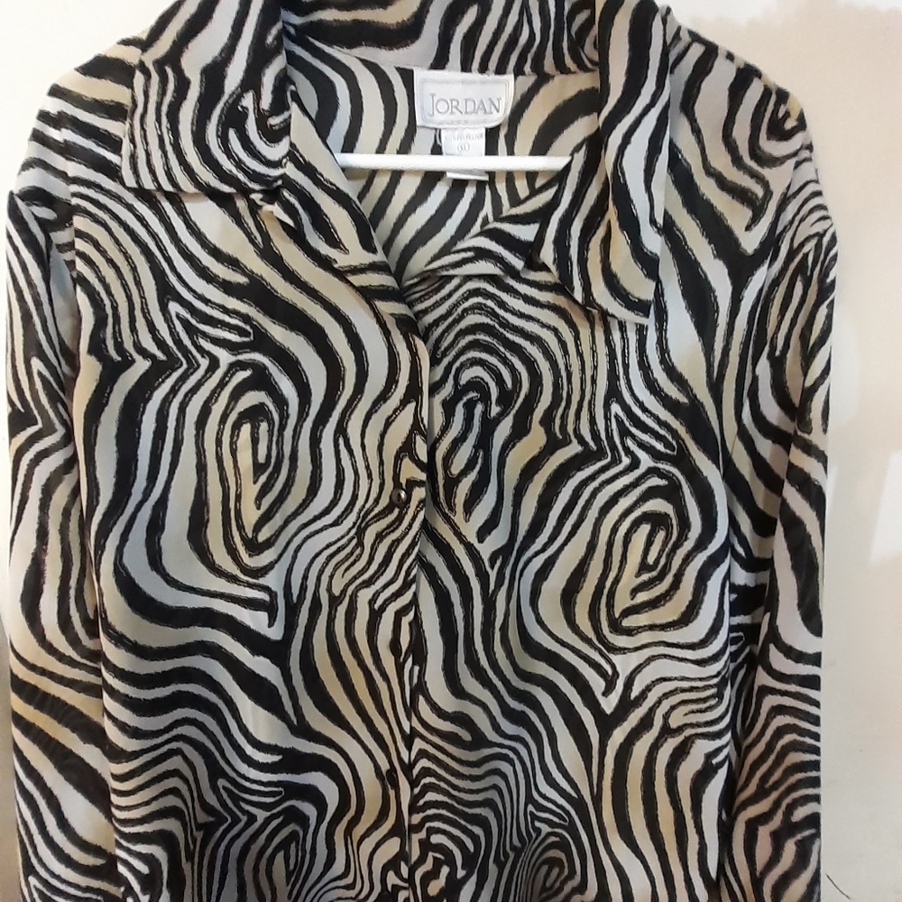 JORDAN zebra print.   XL.  Vintage blouse